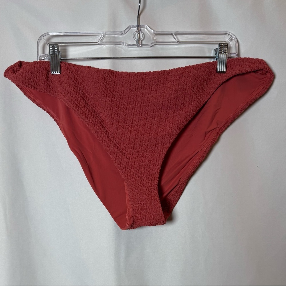 Andie The Cheeky Bottom Red Textured Bikini Bottom XL